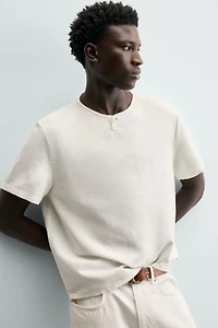 CHEMISE À COL TUNISIEN EN CHANVRE ET COTON