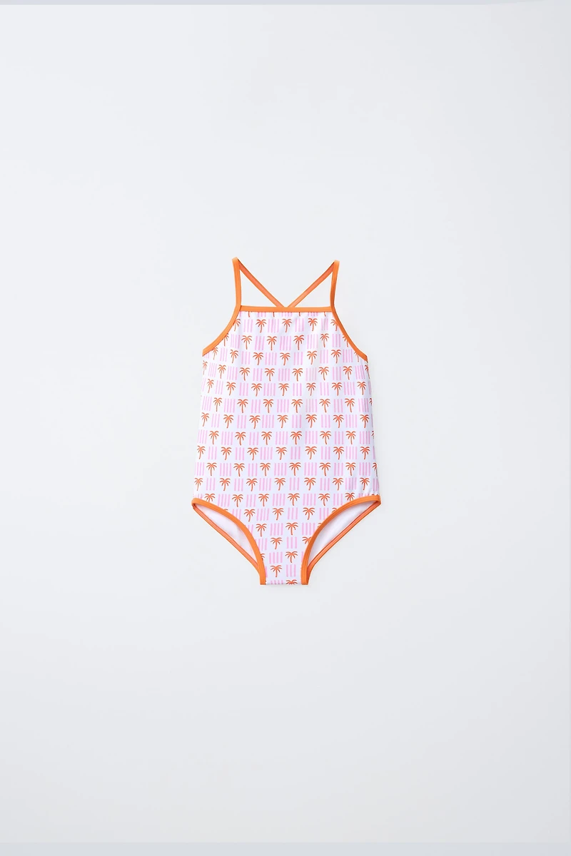 1-6 YEARS / PALM TREE PRINT SWIMSUIT