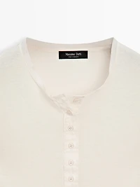 Button-up cotton T-shirt
