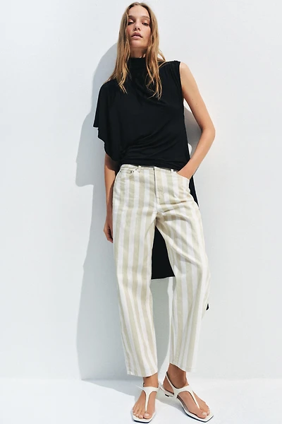 ZW COLLECTION MID-RISE STRIPED TAPERED JEANS