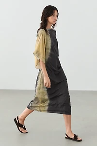 Tie-dye print midi dress