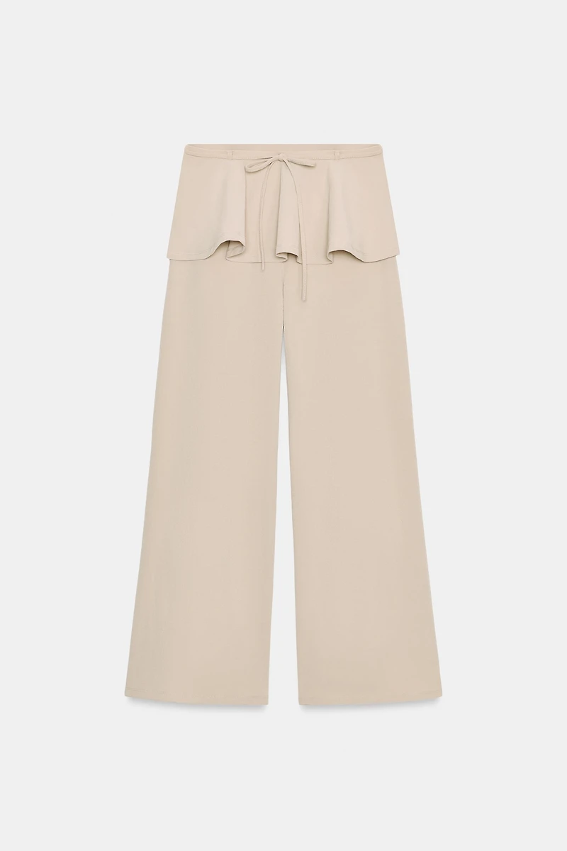 WIDE LEG PANTS WITH WAIST RUCHING
