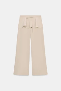 WIDE LEG PANTS WITH WAIST RUCHING