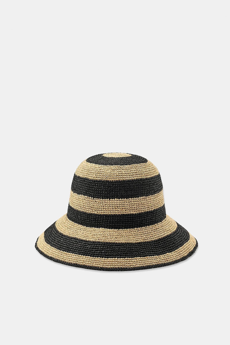 100% RAFFIA STRIPED HAT