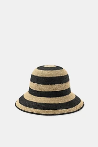 100% RAFFIA STRIPED HAT