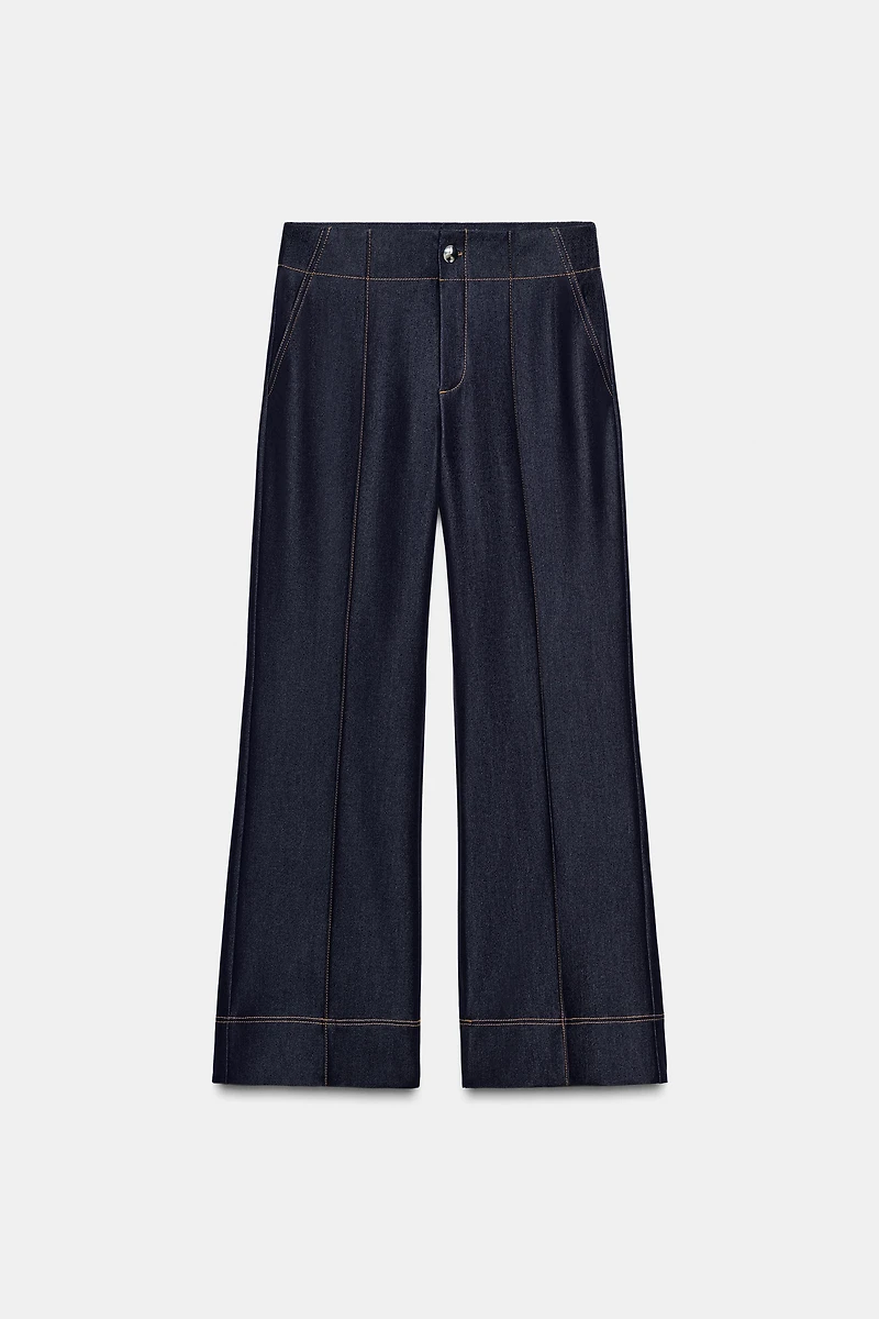 CONTRAST TOPSTITCHING BOOTCUT PANTS