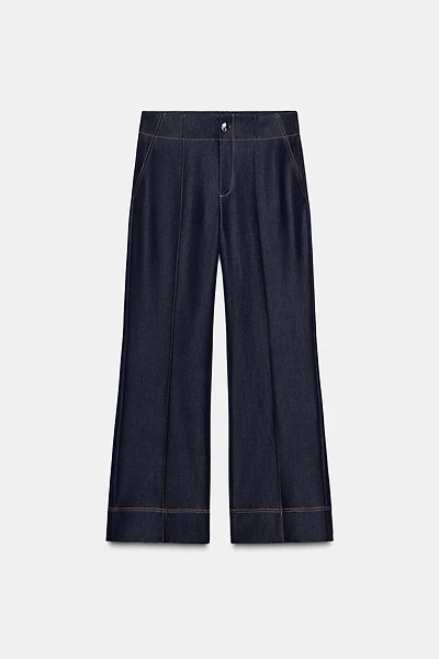 CONTRAST TOPSTITCHING BOOTCUT PANTS