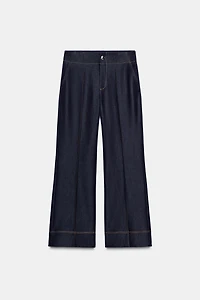 CONTRAST TOPSTITCHING BOOTCUT PANTS