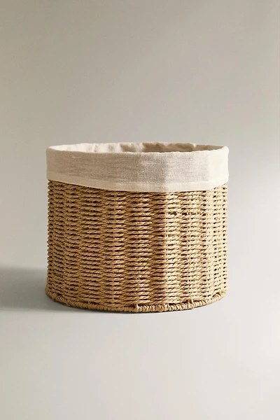 ROUND COTTON-LINED BASKET