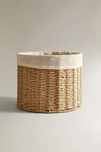 ROUND COTTON-LINED BASKET