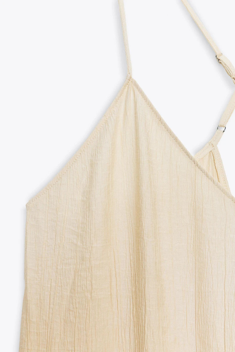 TEXTURED FLOWY LONG JUMPSUIT