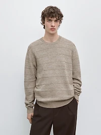 Striped knit crew neck sweater