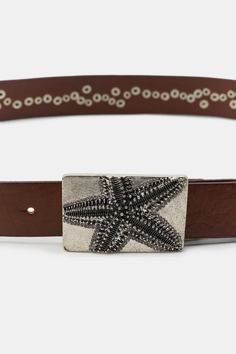 100% LEATHER STARFISH BELT