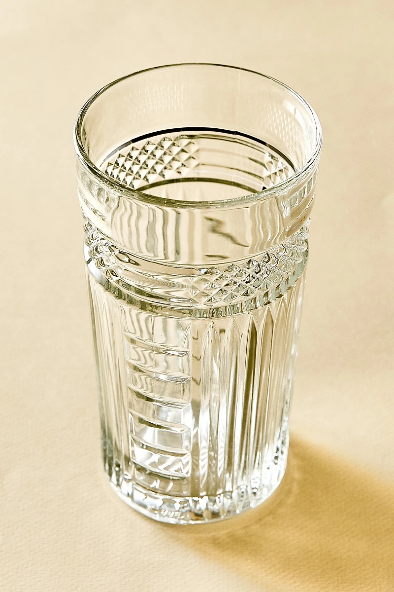 GLASS SOFT DRINK TUMBLER WITH RAISED DESIGN