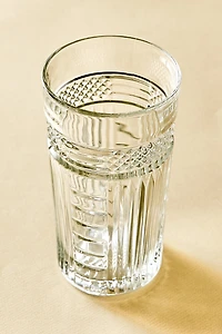 GLASS SOFT DRINK TUMBLER WITH RAISED DESIGN