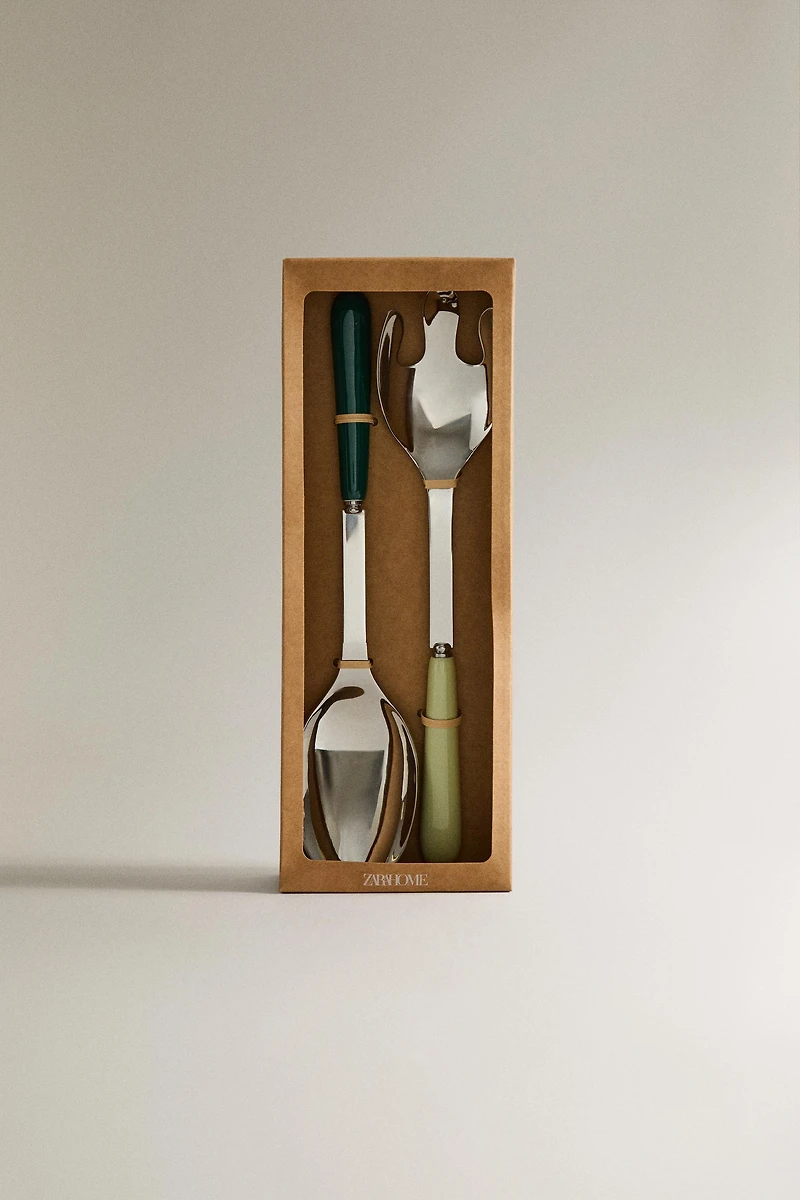 CERAMIC HANDLE SALAD CUTLERY SET (SET OF 2)
