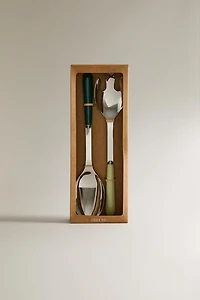 CERAMIC HANDLE SALAD CUTLERY SET (SET OF 2)