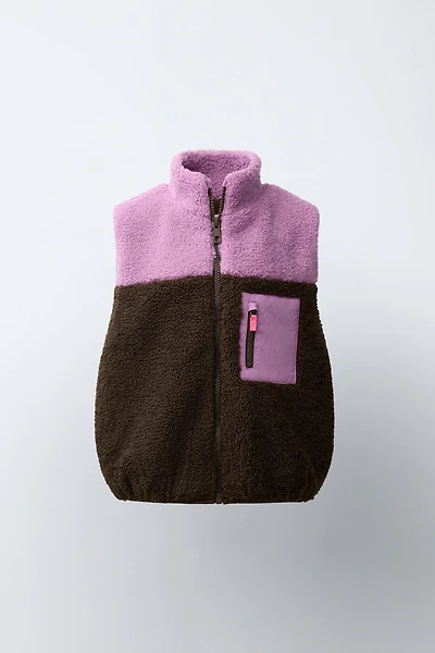 COLORBLOCK FAUX SHEARLING VEST