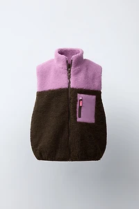 COLORBLOCK FAUX SHEARLING VEST