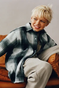 PLAID OVERSHIRT WITH REMOVABLE FLEECE HOOD