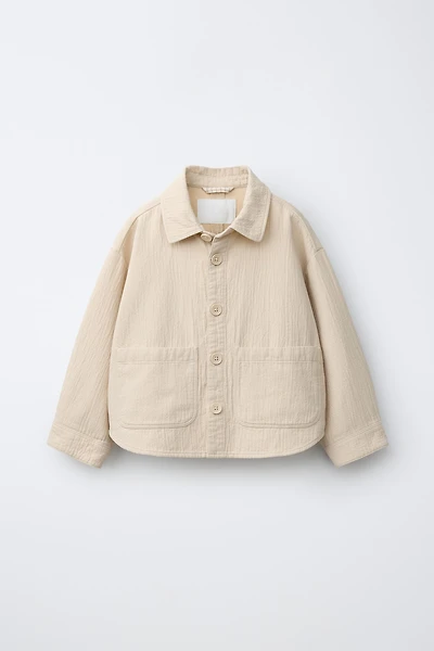 TEXTURED COTTON LINEN OVERSHIRT
