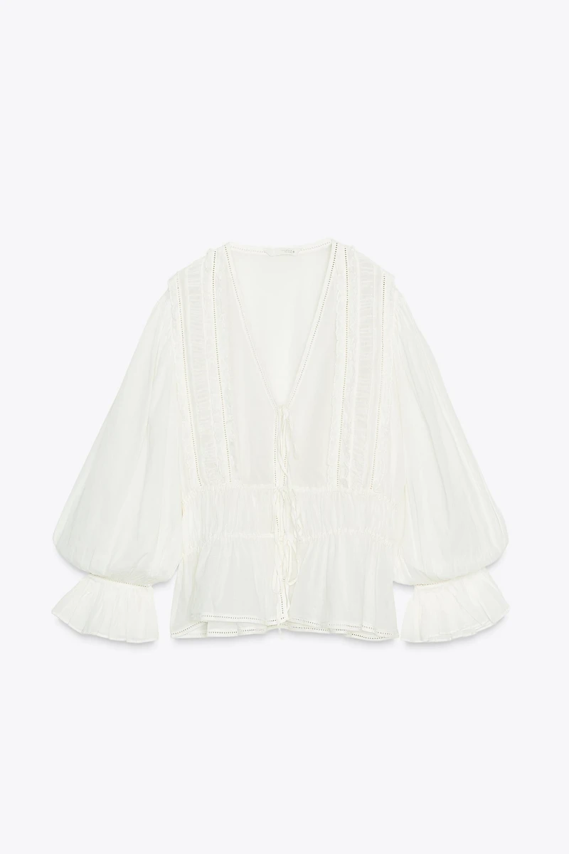 ZW COLLECTION ROMANTIC LADDER STITCH SHIRT