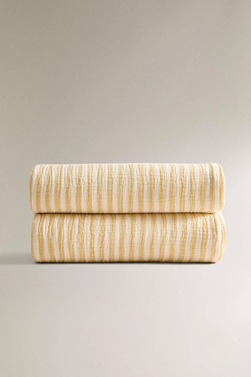 STRIPED COTTON MUSLIN BLANKET