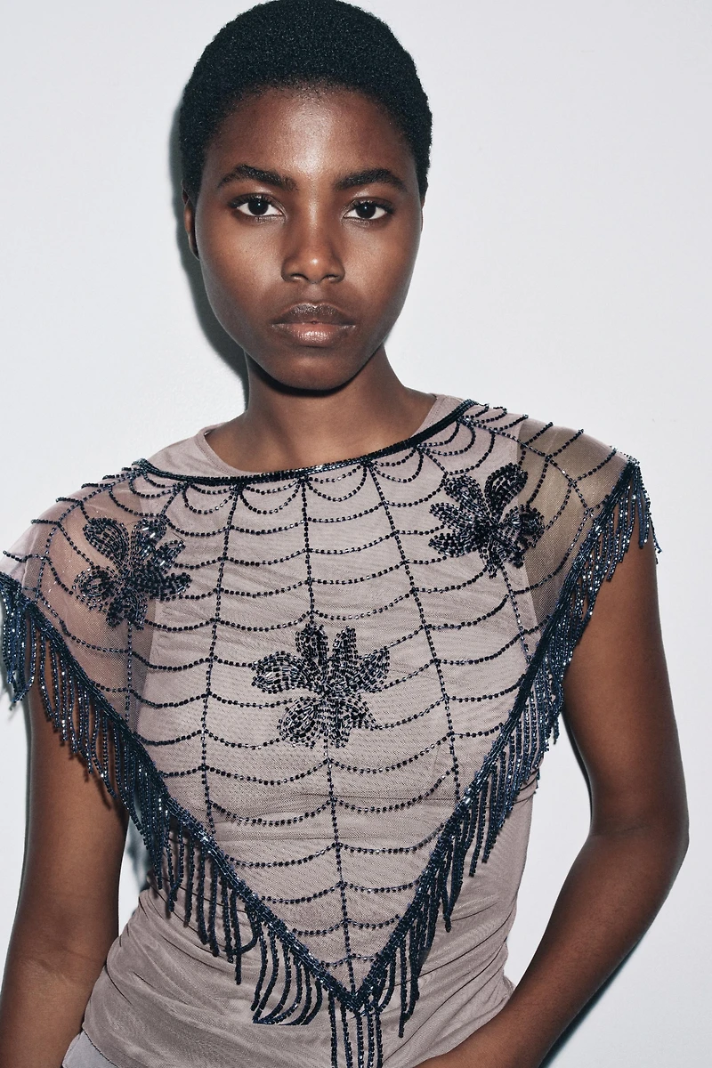 BEADED EMBROIDERED CAPE