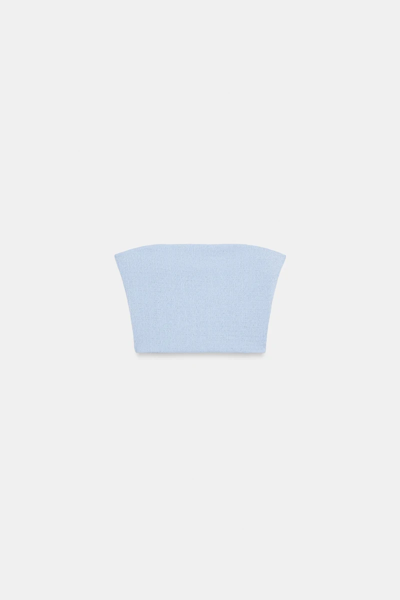 TEXTURED BANDEAU TOP