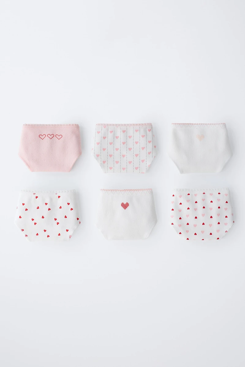 AGES 6-14 / SIX-PACK OF HEART PRINT UNDERWEAR