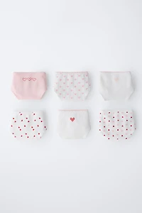 AGES 6-14 / SIX-PACK OF HEART PRINT UNDERWEAR
