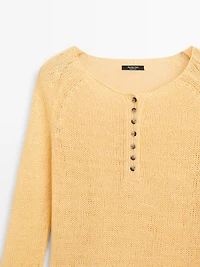 Pull en maille 100 % lin avec détail au col