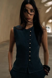 DOUBLE BREASTED LINEN VEST