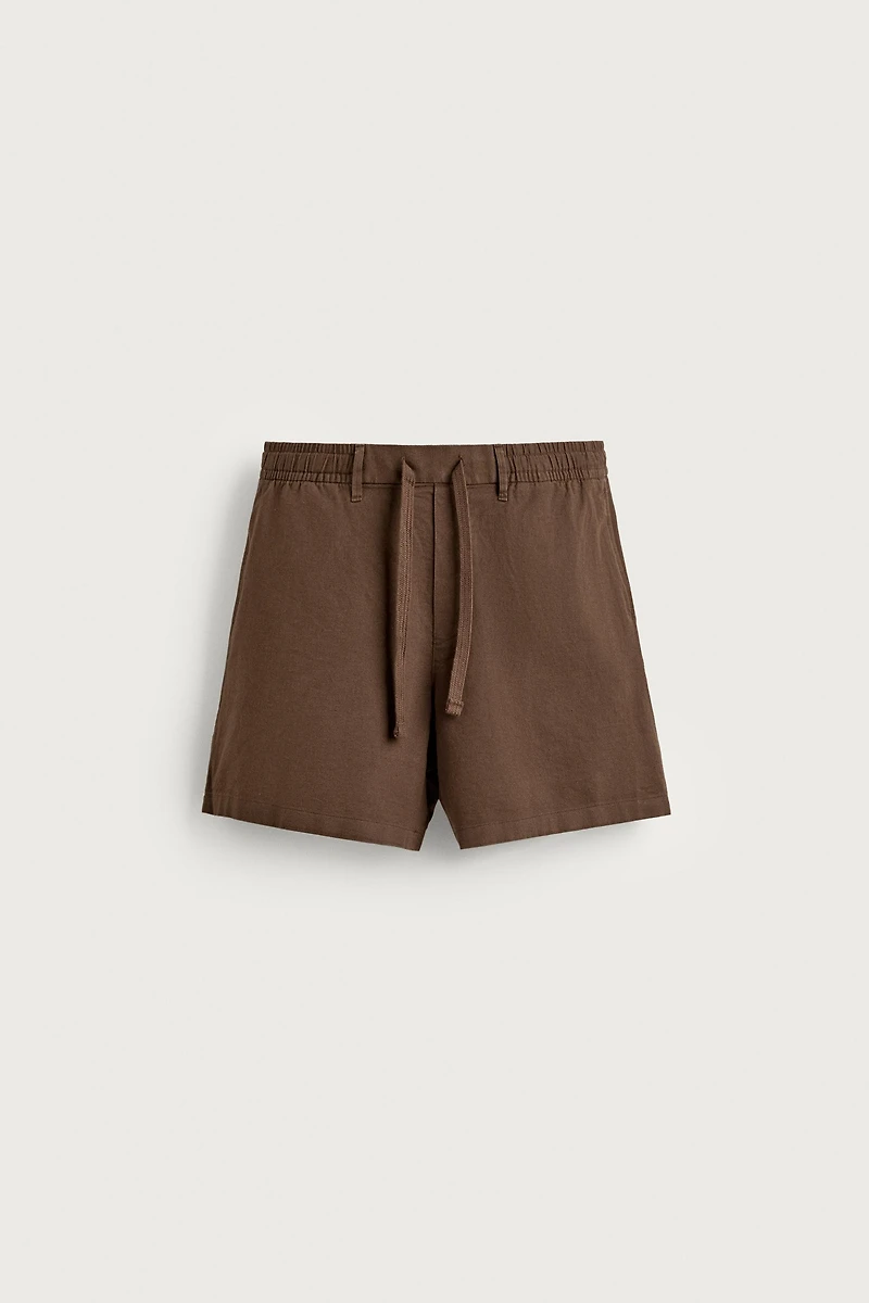 COTTON-LINEN RELAXED FIT SHORTS
