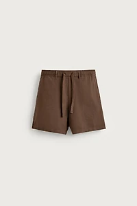 COTTON-LINEN RELAXED FIT SHORTS