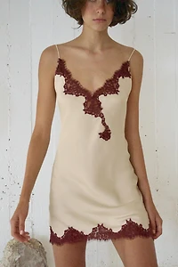 SATIN LACE SLIP DRESS