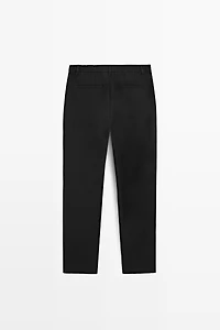 100% linen straight-leg trousers