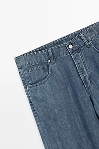 100% linen wide-leg jeans