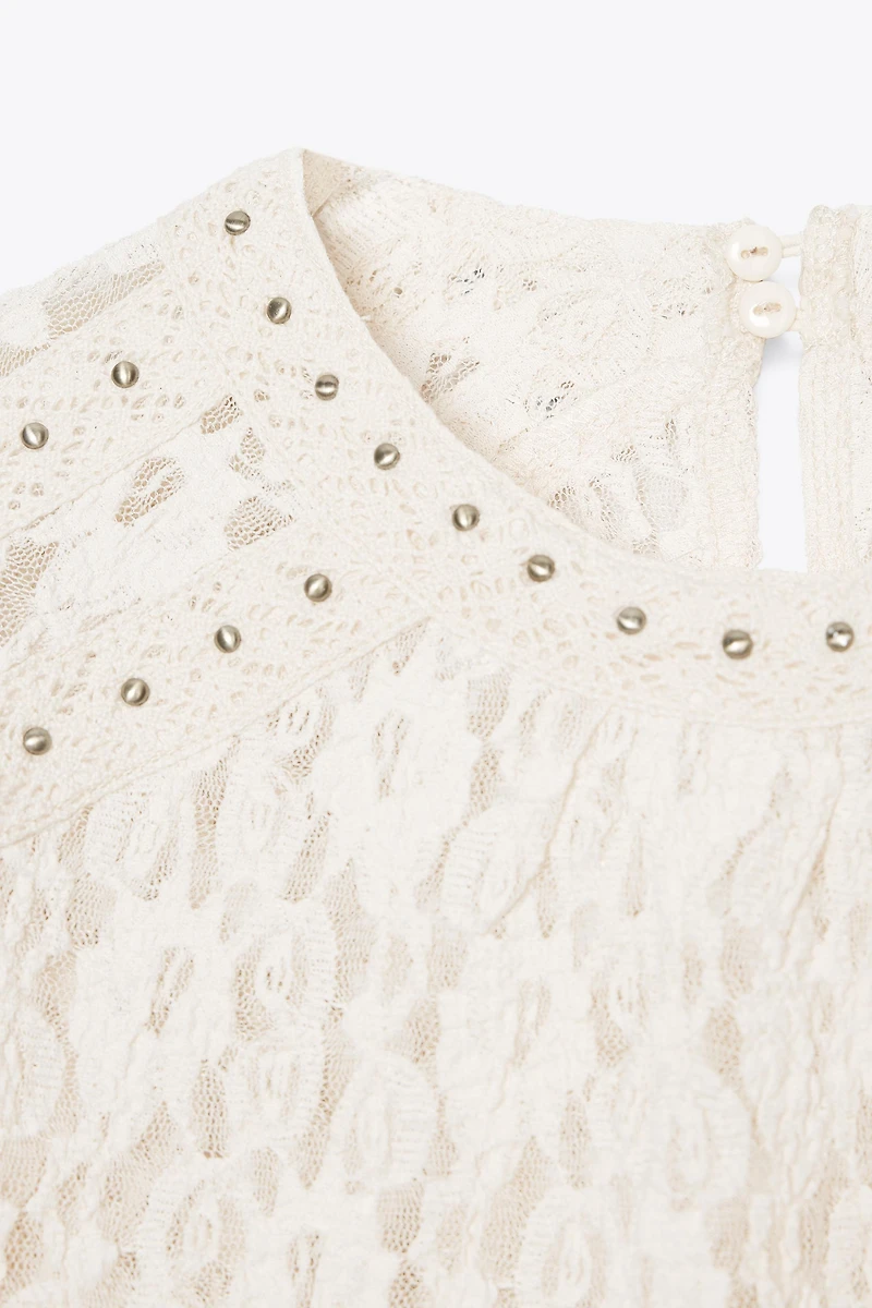 STUDDED LACE TOP
