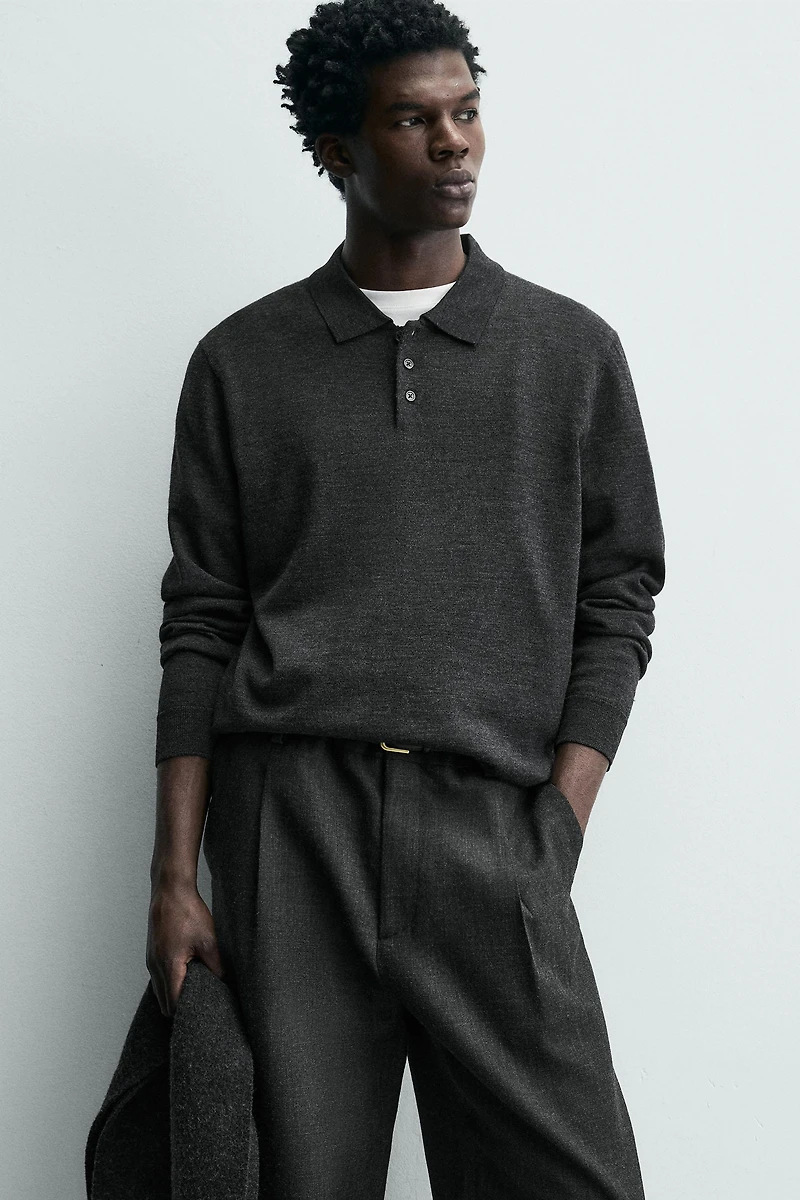 WOOL KNIT POLO SHIRT