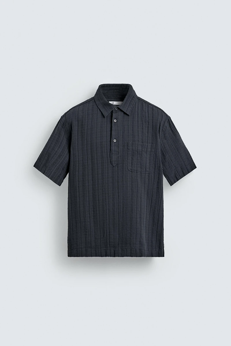 TEXTURED STRIPED POLO SHIRT