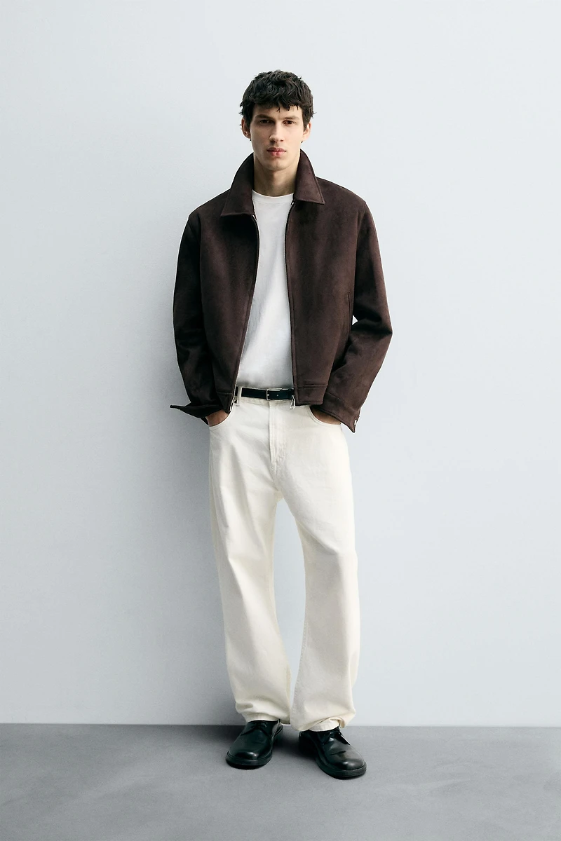 REGULAR FIT FAUX SUEDE JACKET