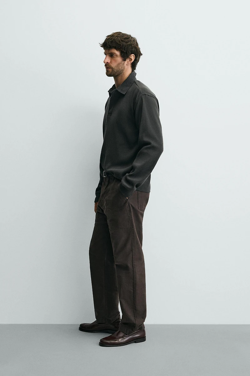 COMBINATION WAFFLE TEXTURED POLO SHIRT