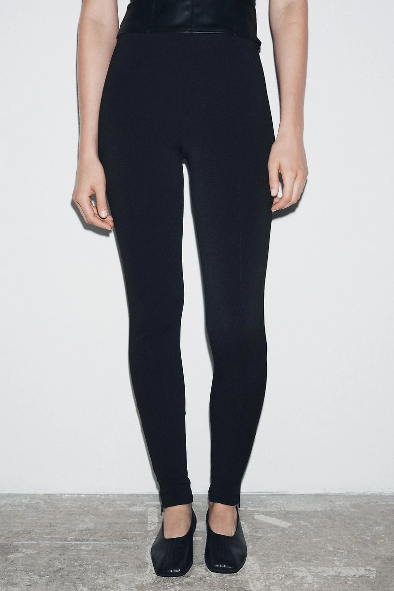 CREPE ZIPPERED LEGGINGS