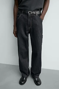 BAGGY FIT CARPENTER JEANS WITH TOPSTITCHING