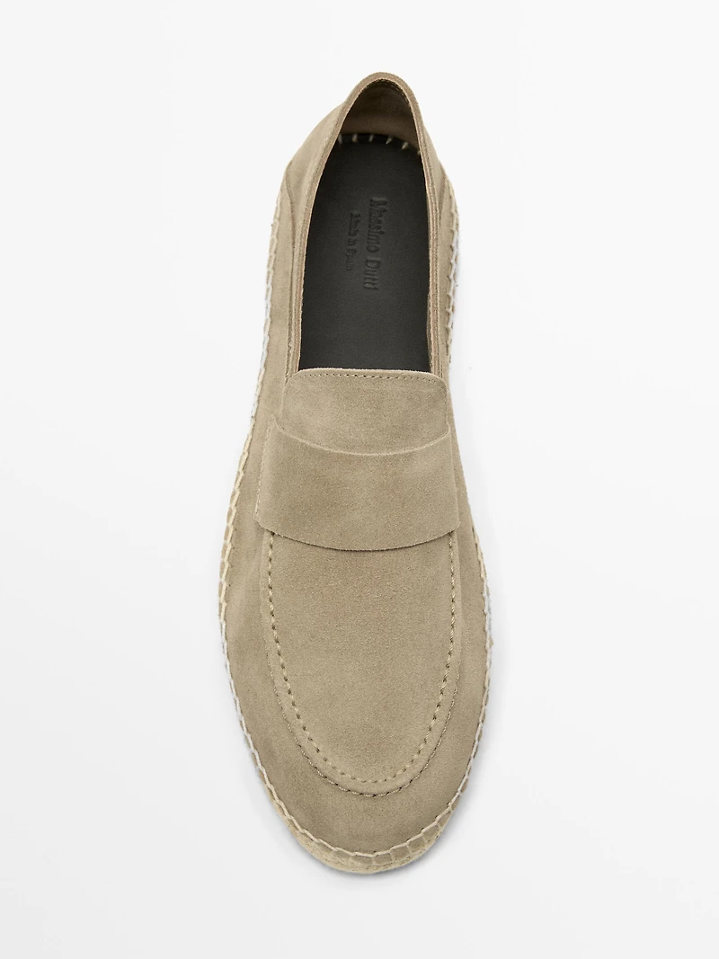 Split suede leather espadrille with piece