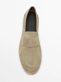 Split suede leather espadrille with piece
