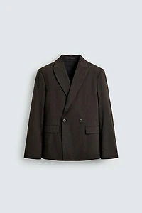 DOUBLE BREASTED WOOL BLEND SUIT JACKET