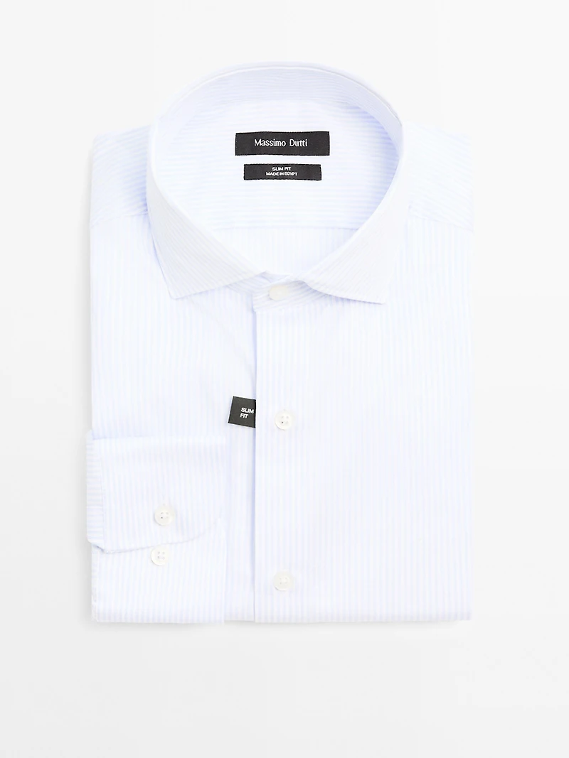 Chemise slim à rayures 100 % coton