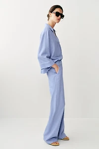 LINEN PANTS WITH PIPING